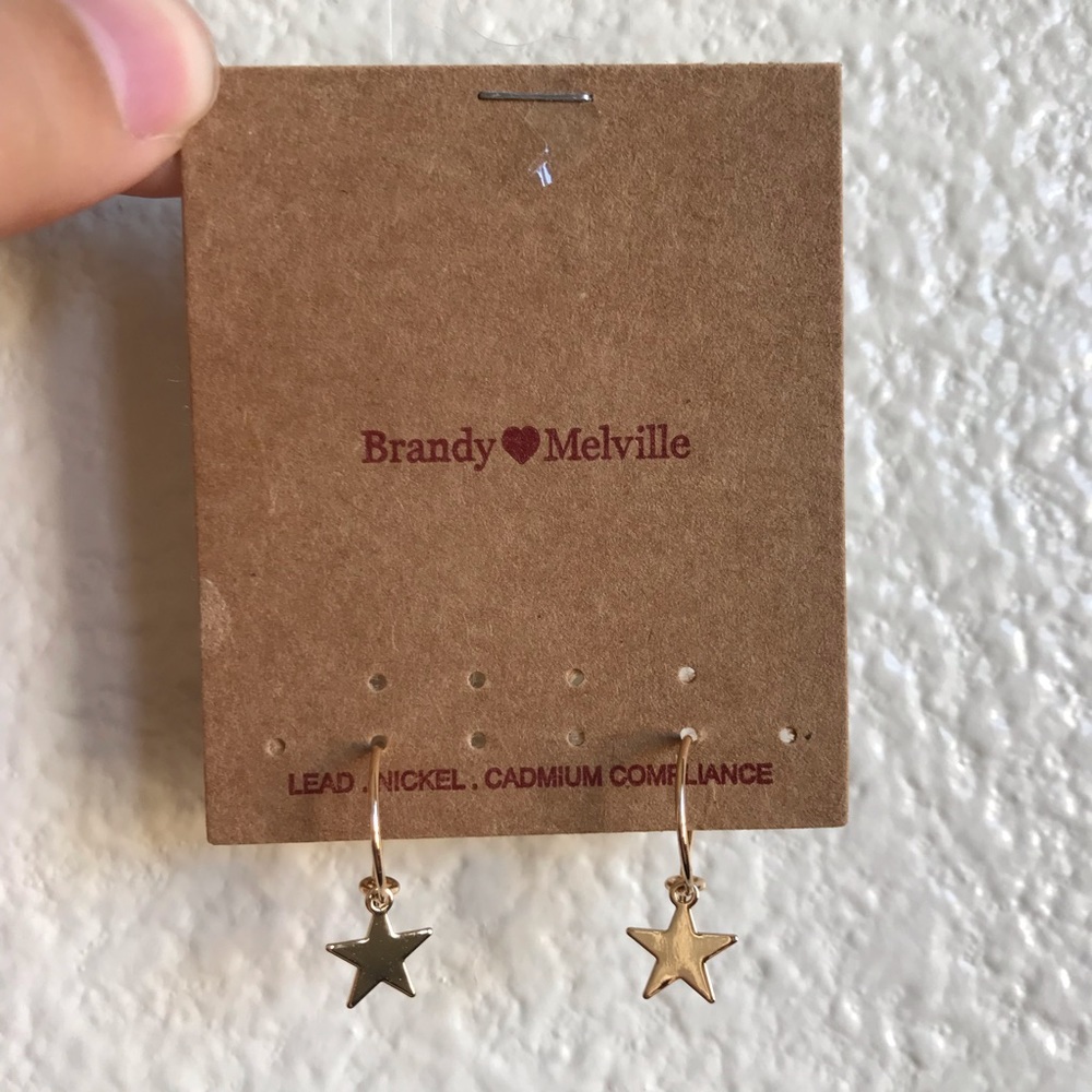 ๐ NEW Brandy Melville Gold Star Charm Earrings - Picture 2 of 2